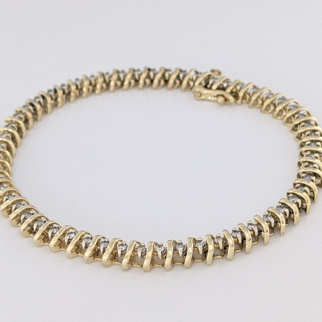 14K 1.10 CARAT TOTAL WEIGHT I1 I DIAMOND ROUND (55) ESTATE BRACELET 12.2 GRAMS