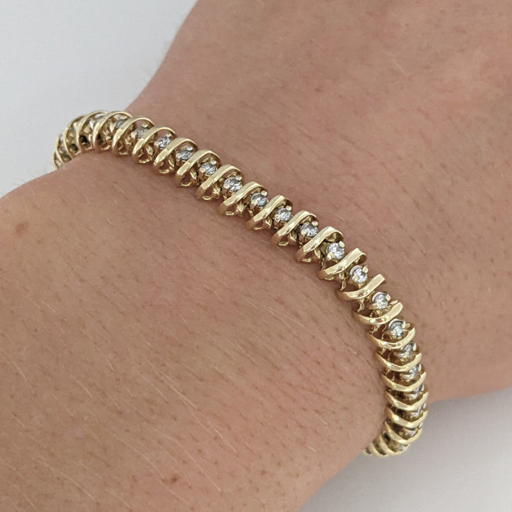 14K 1.10 CARAT TOTAL WEIGHT I1 I DIAMOND ROUND (55) ESTATE BRACELET 12.2 GRAMS
