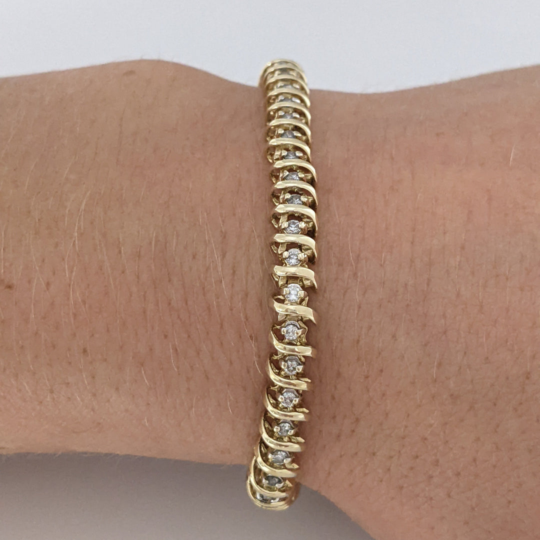 14K 1.10 CARAT TOTAL WEIGHT I1 I DIAMOND ROUND (55) ESTATE BRACELET 12.2 GRAMS