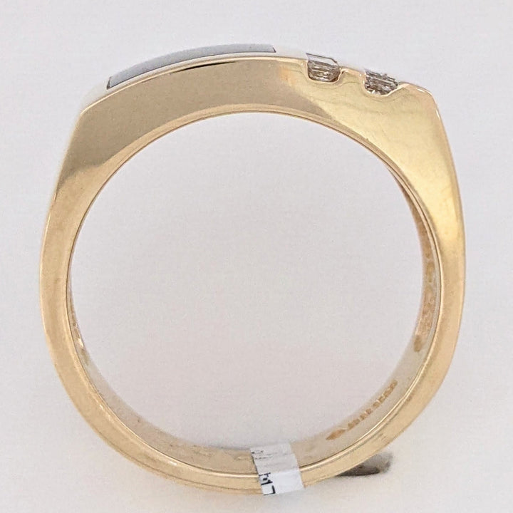 14K ONYX 7.5X10MM WITH .40 CARAT TOTAL WEIGHT (10) PRINCESS CUT ESTATE RING 12.8 GRAMS