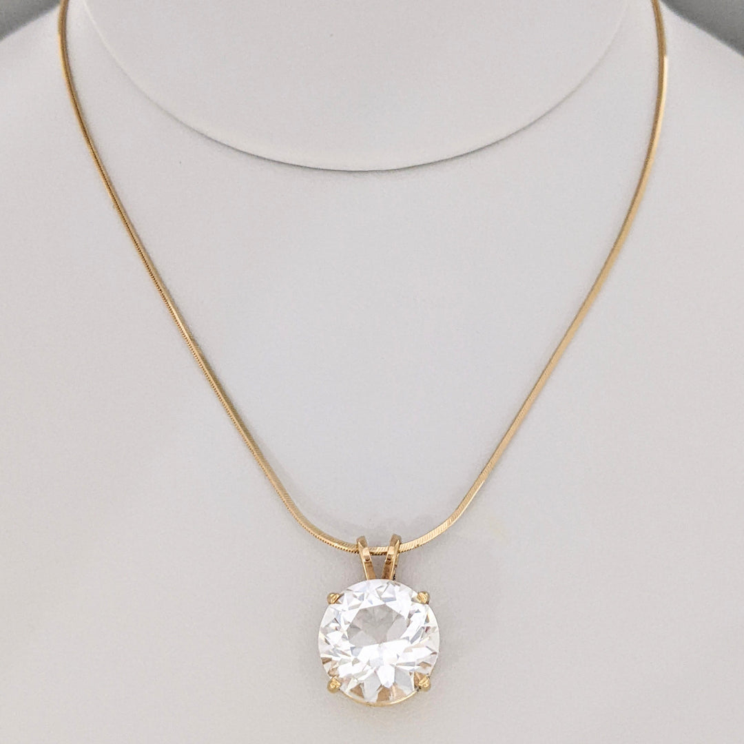 14K AQUAMARINE ROUND 13.7MM ESTATE PENDANT &amp; CHAIN 8.3 GRAMS