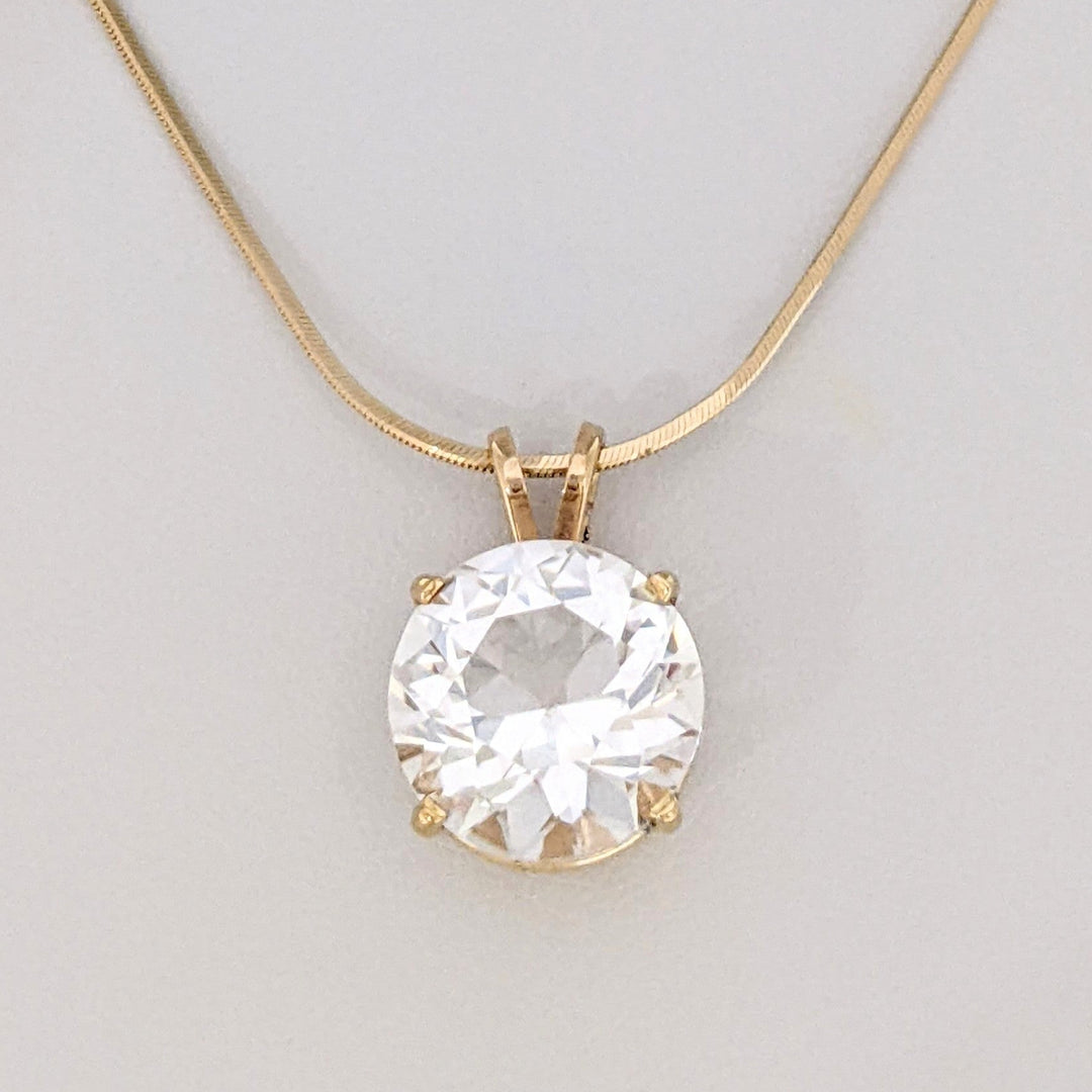 14K AQUAMARINE ROUND 13.7MM ESTATE PENDANT &amp; CHAIN 8.3 GRAMS