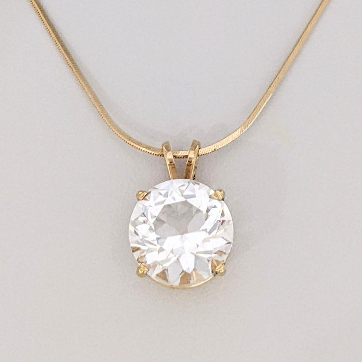 14K AQUAMARINE ROUND 13.7MM ESTATE PENDANT &amp; CHAIN 8.3 GRAMS