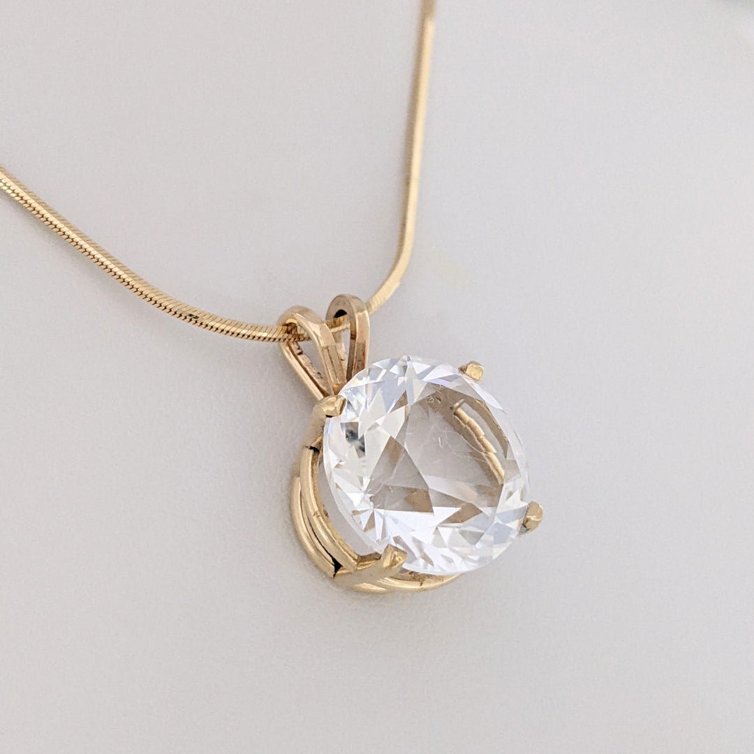 14K AQUAMARINE ROUND 13.7MM ESTATE PENDANT &amp; CHAIN 8.3 GRAMS