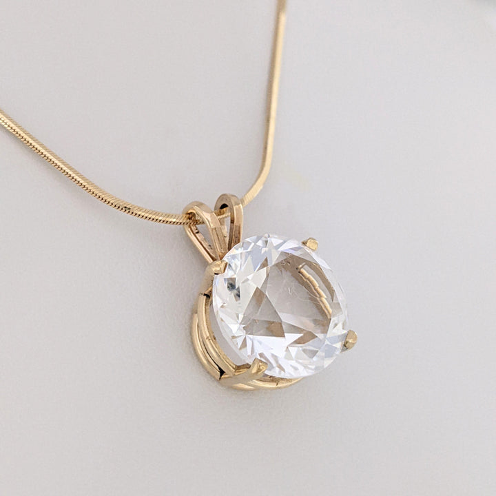 14K AQUAMARINE ROUND 13.7MM ESTATE PENDANT &amp; CHAIN 8.3 GRAMS