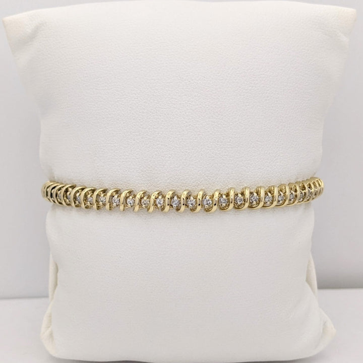 14K 1.10 CARAT TOTAL WEIGHT I1 I DIAMOND ROUND (55) ESTATE BRACELET 12.2 GRAMS