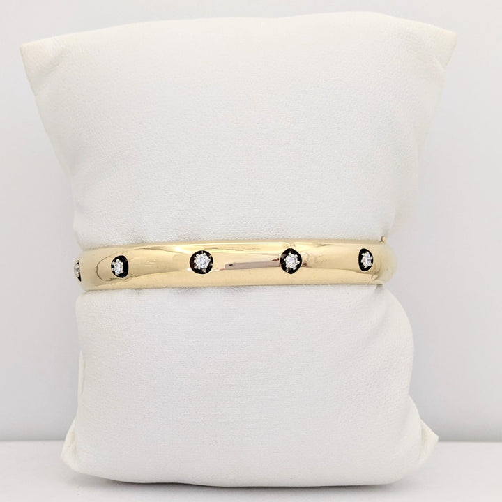 14K .20 CARAT TOTAL WEIGHT SI1 H DIAMOND ROUND (5) ESTATE BANGLE BRACELET 10.6 GRAMS