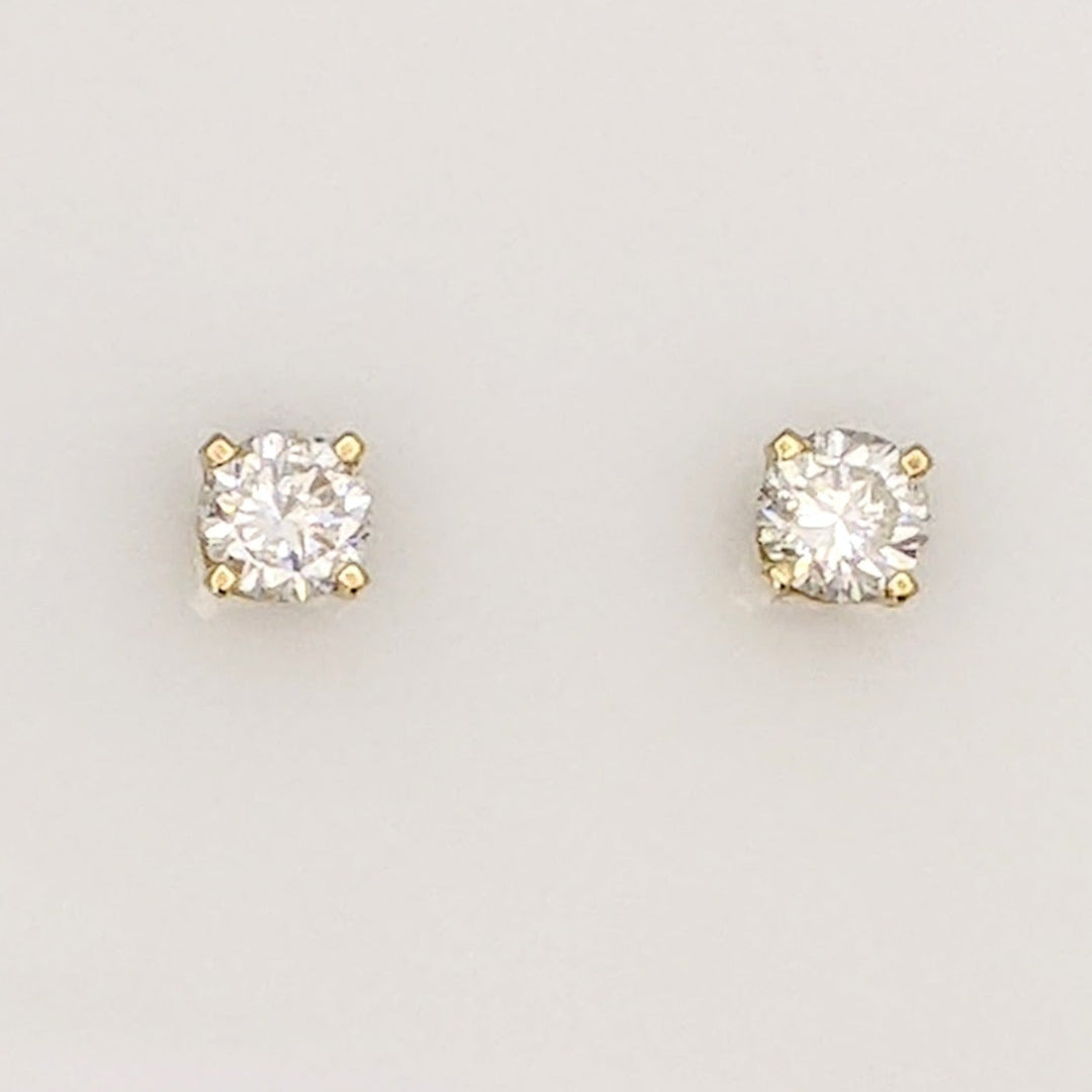 14K .50 CARAT TOTAL WEIGHT SI1 I-J DIAMOND ROUND (2) ESTATE STUD EARRINGS 1.1 GRAMS