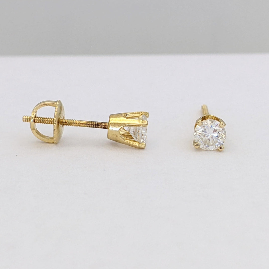 14K .50 CARAT TOTAL WEIGHT SI1 I-J DIAMOND ROUND (2) ESTATE STUD EARRINGS 1.1 GRAMS