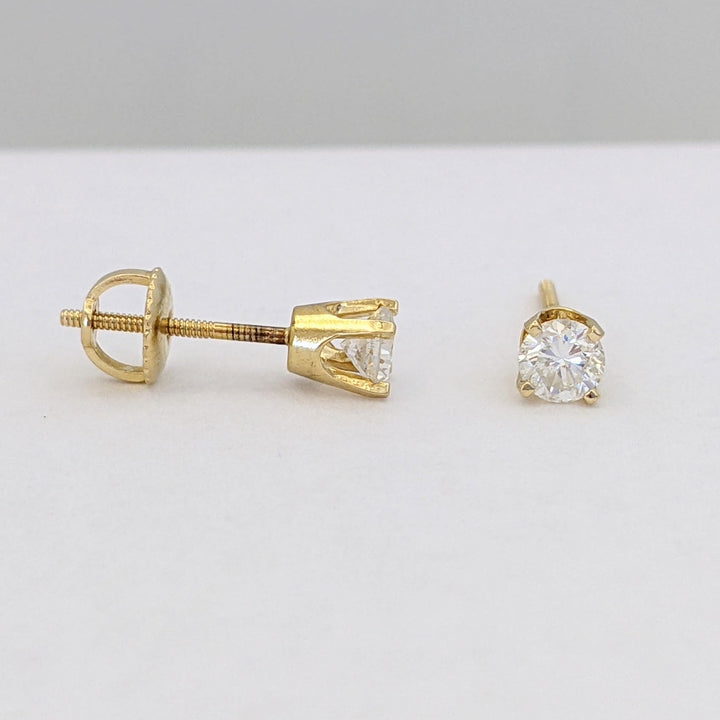 14K .50 CARAT TOTAL WEIGHT SI1 I-J DIAMOND ROUND (2) ESTATE STUD EARRINGS 1.1 GRAMS
