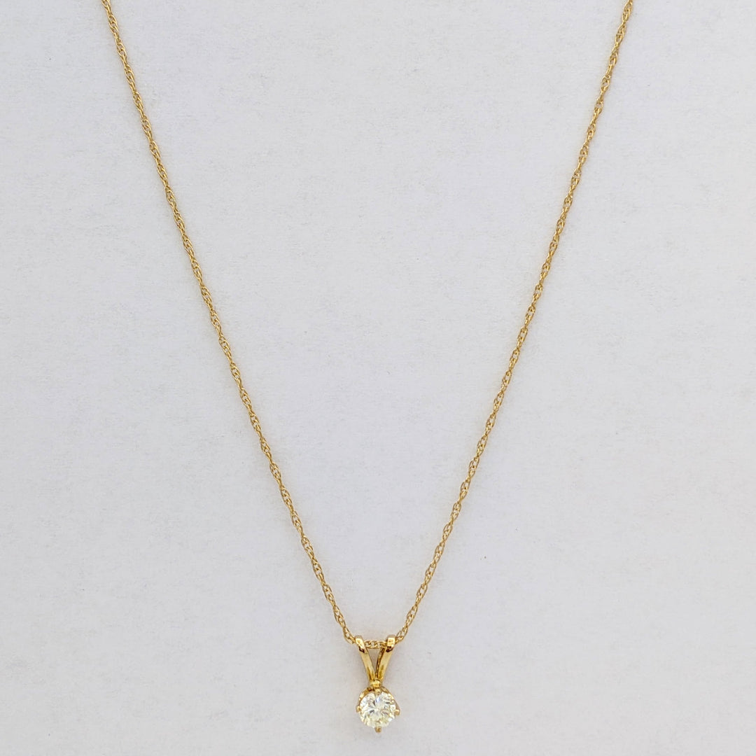 14K .32 CARAT TOTAL I1 K DIAMOND ROUND ESTATE PENDANT &amp; CHAIN 1.3 GRAMS