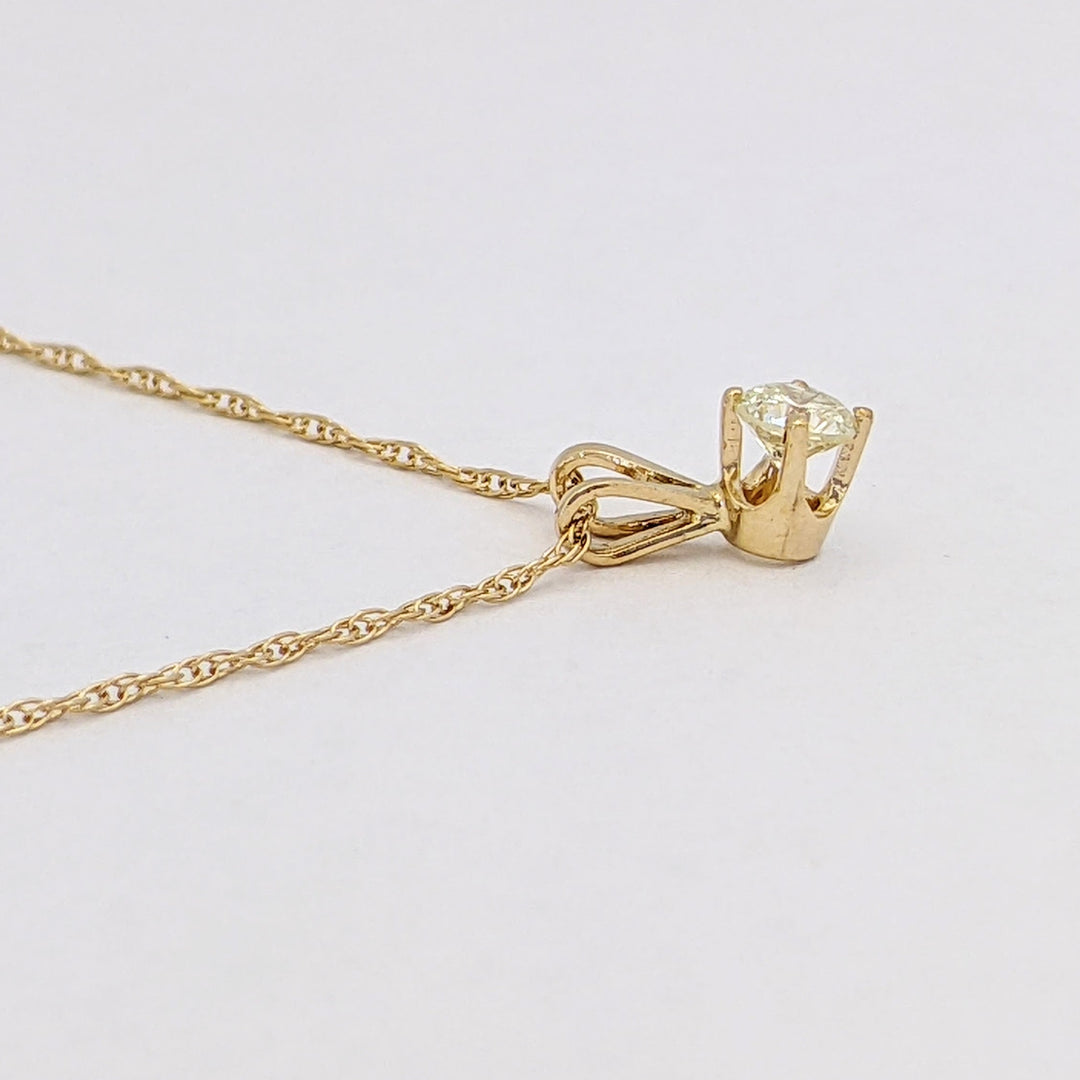14K .32 CARAT TOTAL I1 K DIAMOND ROUND ESTATE PENDANT &amp; CHAIN 1.3 GRAMS