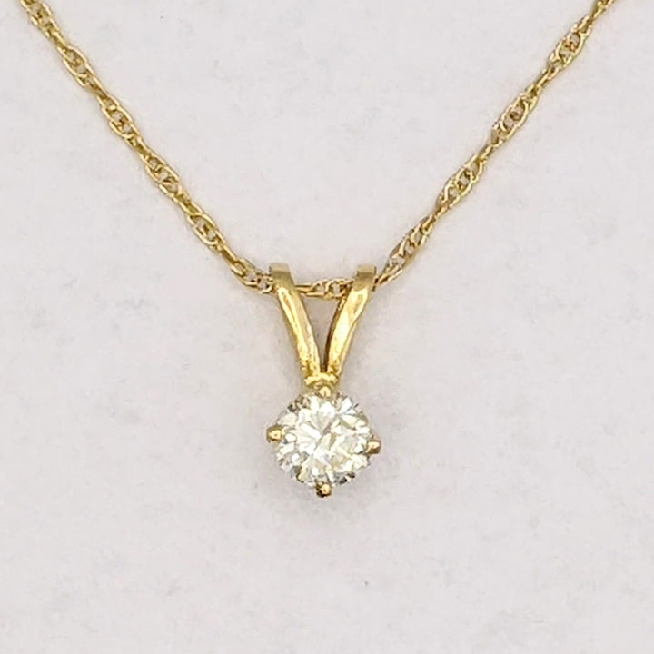 14K .32 CARAT TOTAL I1 K DIAMOND ROUND ESTATE PENDANT &amp; CHAIN 1.3 GRAMS