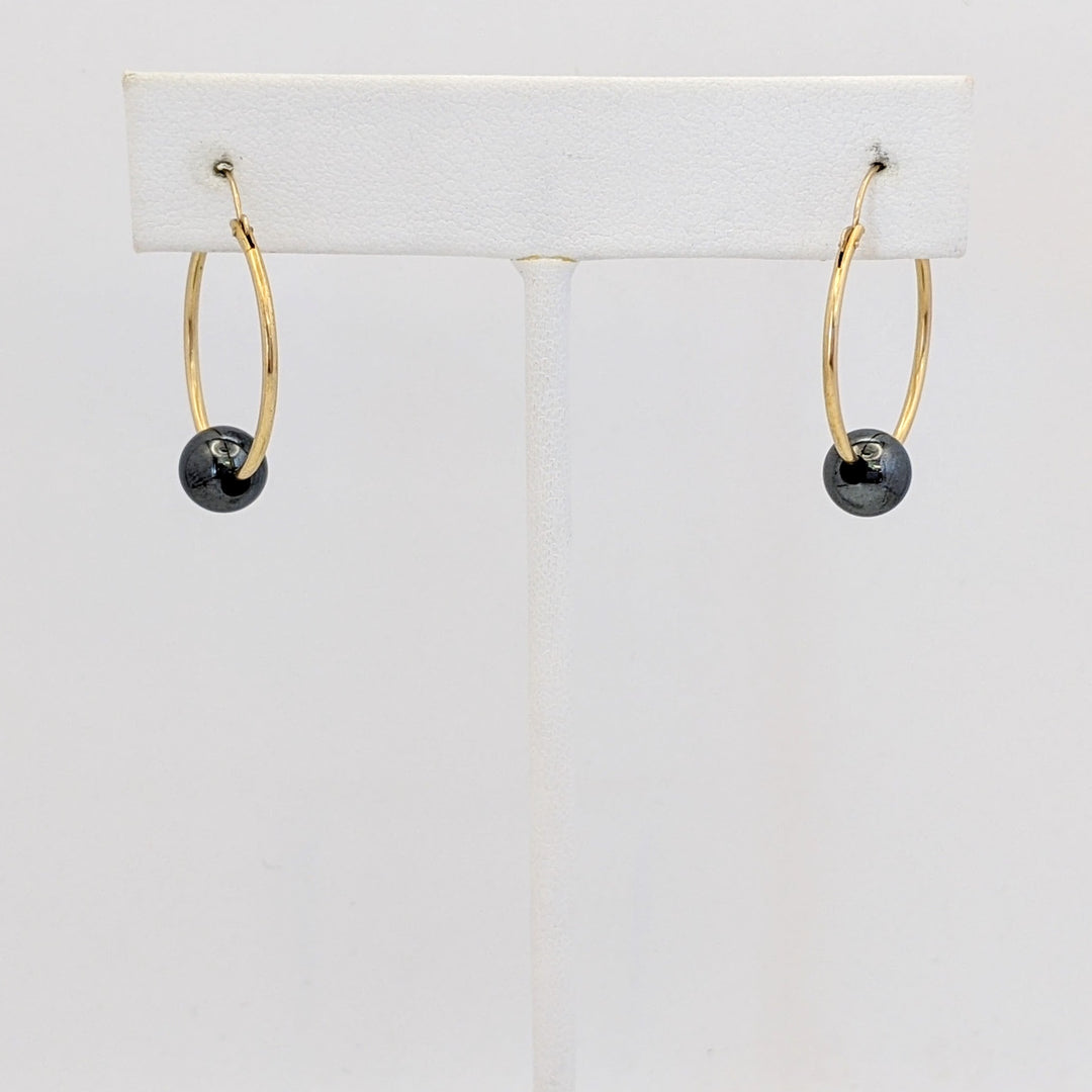 14K HOOPS WITH (10) INTERCHANGEABLE BEAD ESTATE EARRINGS 0.4 GRAMS