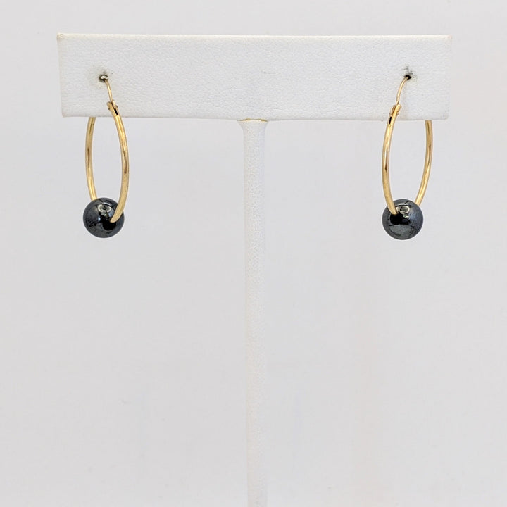 14K HOOPS WITH (10) INTERCHANGEABLE BEAD ESTATE EARRINGS 0.4 GRAMS
