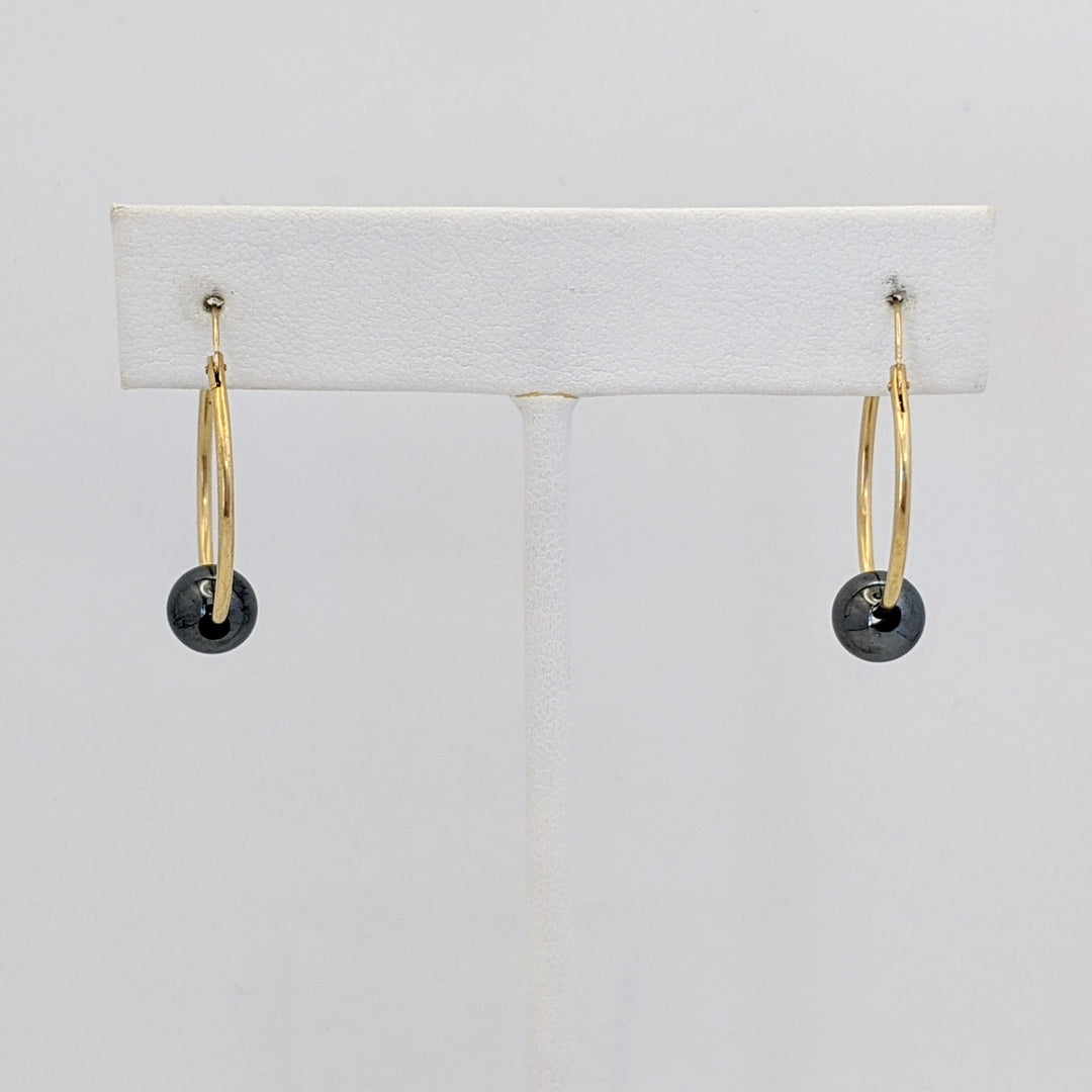 14K HOOPS WITH (10) INTERCHANGEABLE BEAD ESTATE EARRINGS 0.4 GRAMS
