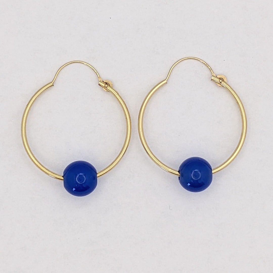 14K HOOPS WITH (10) INTERCHANGEABLE BEAD ESTATE EARRINGS 0.4 GRAMS