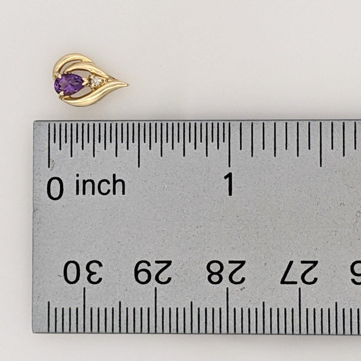 14K AMETHYST PEAR 3X4 WITH MELEE ESTATE EARRINGS 1.5 GRAMS