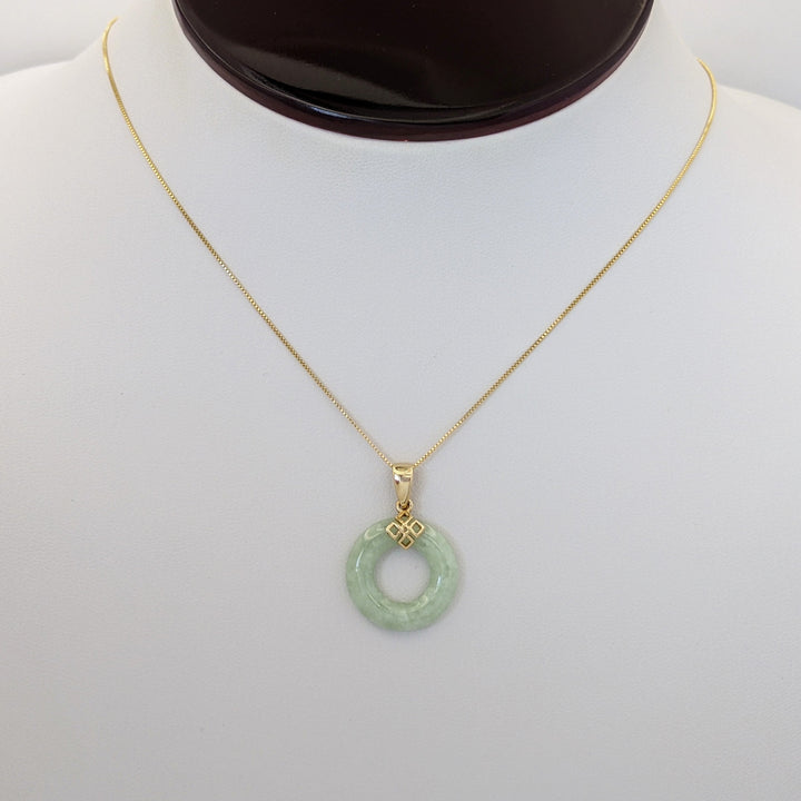 14K JADE OPEN CIRCLE 18MM ESTATE PENDANT &amp; CHAIN 3.0 GRAMS