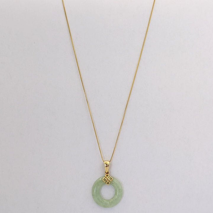 14K JADE OPEN CIRCLE 18MM ESTATE PENDANT &amp; CHAIN 3.0 GRAMS