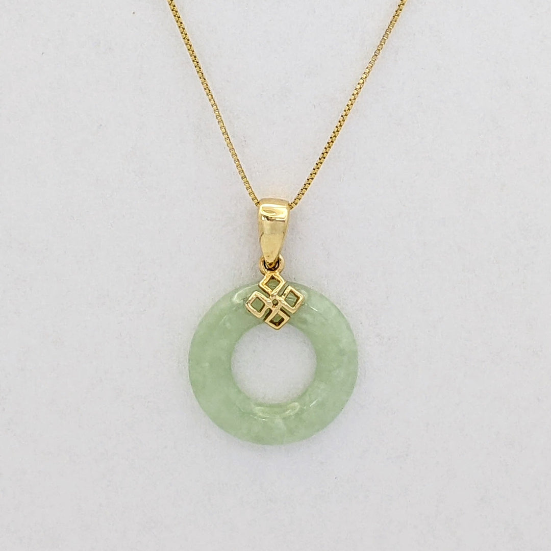 14K JADE OPEN CIRCLE 18MM ESTATE PENDANT &amp; CHAIN 3.0 GRAMS