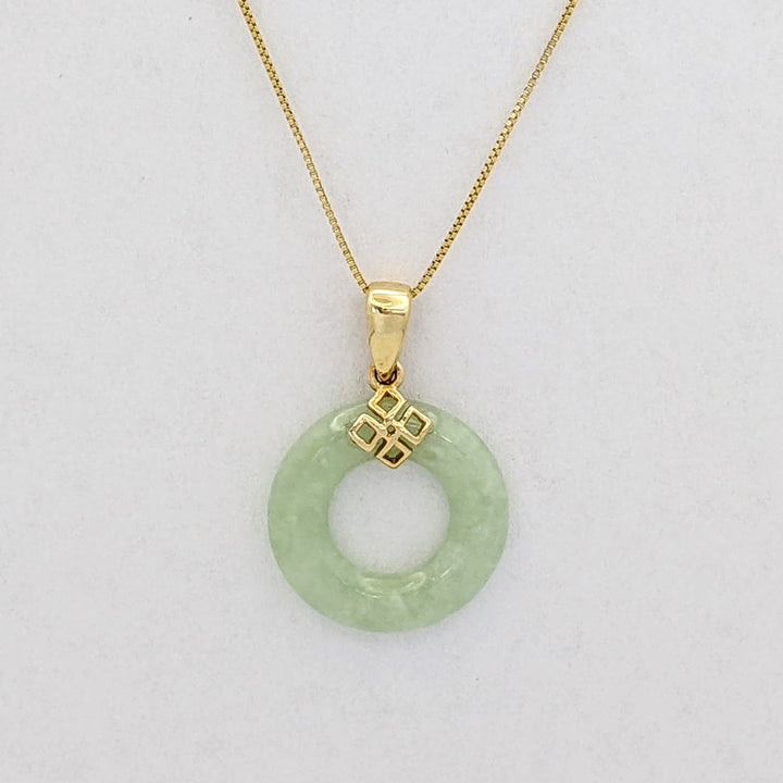 14K JADE OPEN CIRCLE 18MM ESTATE PENDANT &amp; CHAIN 3.0 GRAMS