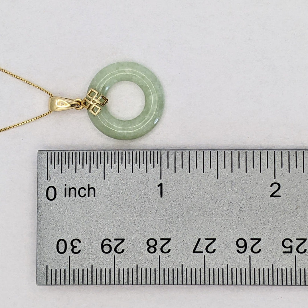 14K JADE OPEN CIRCLE 18MM ESTATE PENDANT &amp; CHAIN 3.0 GRAMS