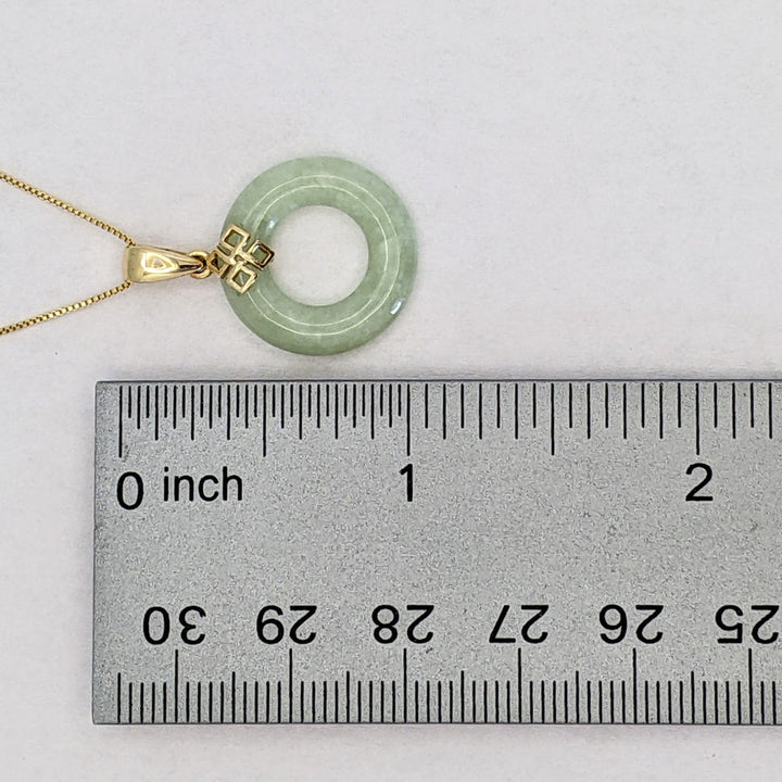 14K JADE OPEN CIRCLE 18MM ESTATE PENDANT &amp; CHAIN 3.0 GRAMS