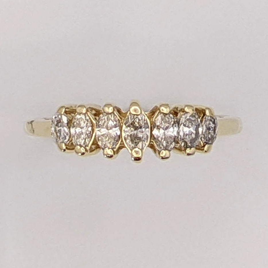 14K .55 CARAT TOTAL WEIGHT DIAMOND MARQUISE (7) ESTATE RING 2.4 GRAMS
