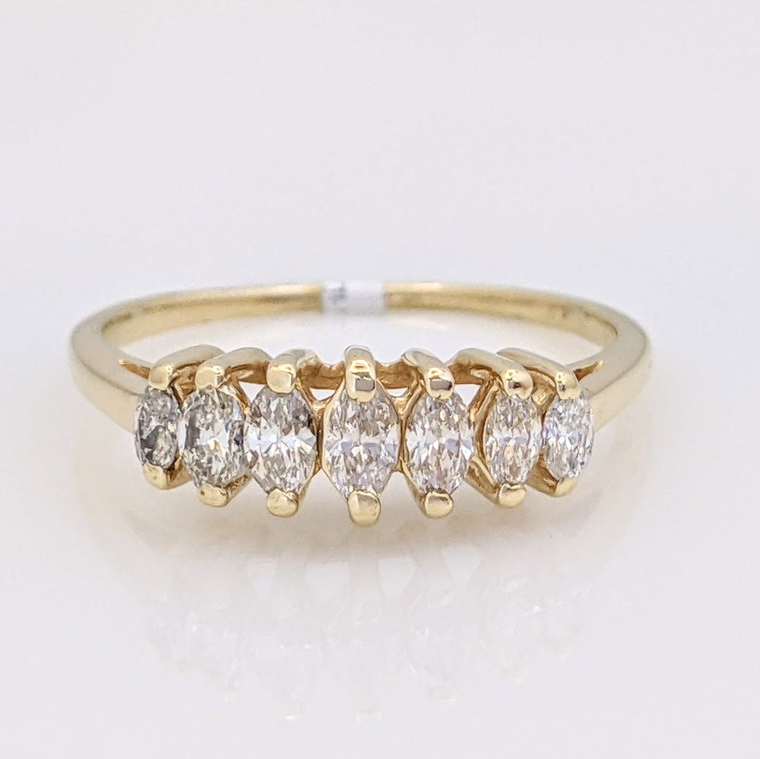 14K .55 CARAT TOTAL WEIGHT DIAMOND MARQUISE (7) ESTATE RING 2.4 GRAMS