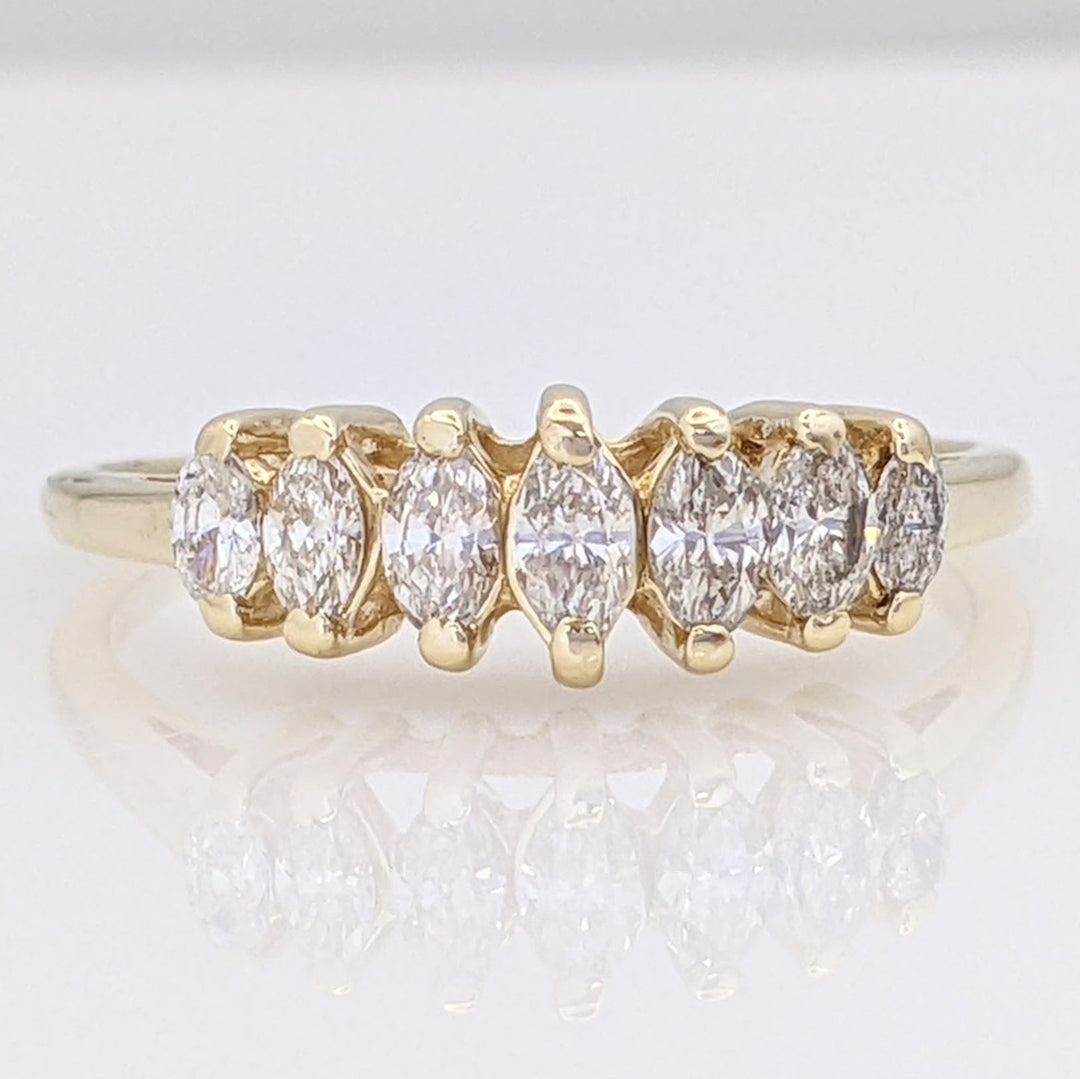 14K .55 CARAT TOTAL WEIGHT DIAMOND MARQUISE (7) ESTATE RING 2.4 GRAMS