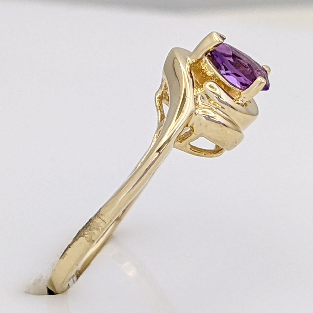 14K AMETHYST PEAR 3X5 WITH MELEE ESTATE RING 1.9 GRAMS