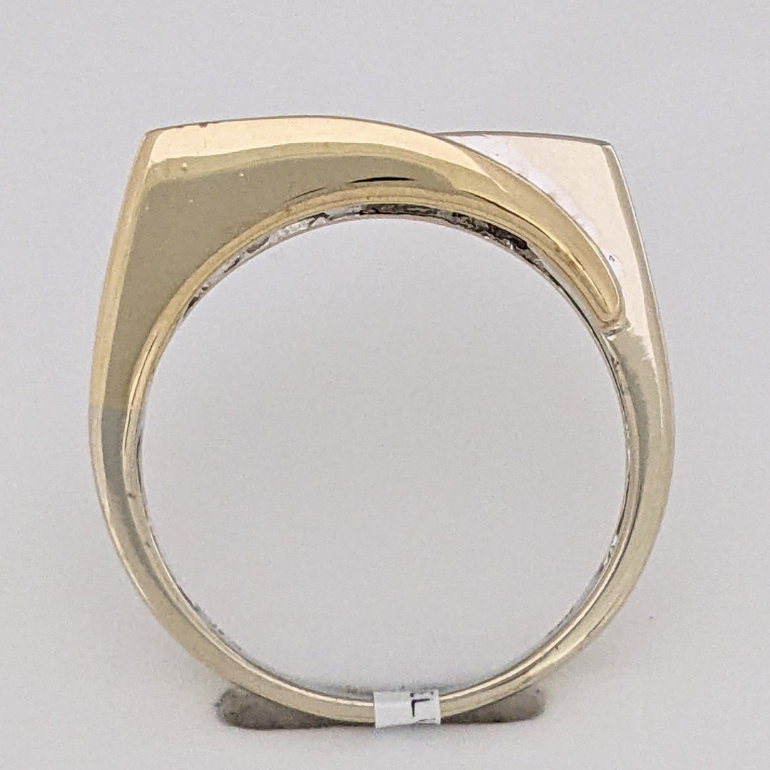 14K TWO-TONE .16 CARAT TOTAL WEIGHT I1 I DIAMOND ROUND (8) SAPPHIRE PRINCESS CUT (8) ESTATE CHANNEL BYPASS RING 4.0 GRAMS
