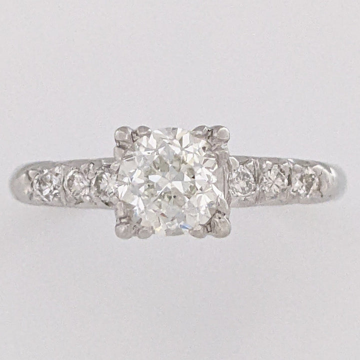 PLATINUM .72 CARAT TOTAL VS2 J DIAMOND ROUND WITH .12 DIAMOND TOTAL WEIGHT ESTATE RING 3.9 GRAMS