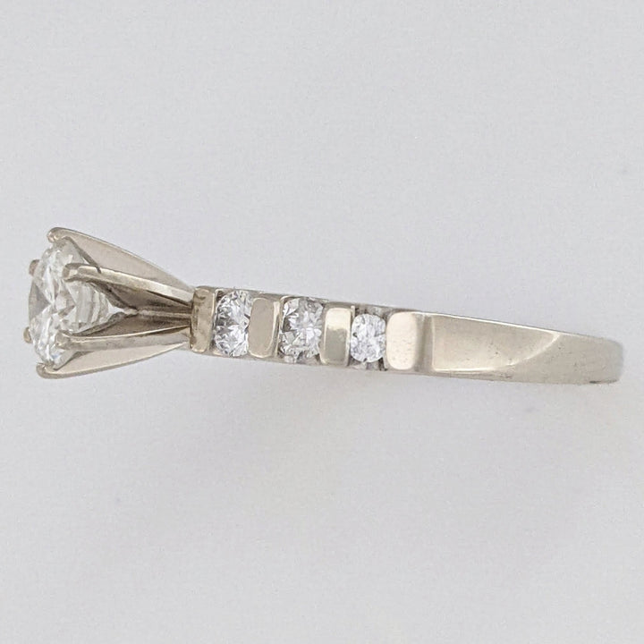 14K WHITE .75 CARAT TOTAL WEIGHT VS2 I DIAMOND ROUND (2) PRONGS SET (6) BAR SET ESTATE RING 3.6 GRAMS