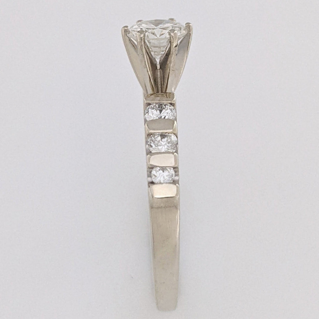 14K WHITE .75 CARAT TOTAL WEIGHT VS2 I DIAMOND ROUND (2) PRONGS SET (6) BAR SET ESTATE RING 3.6 GRAMS