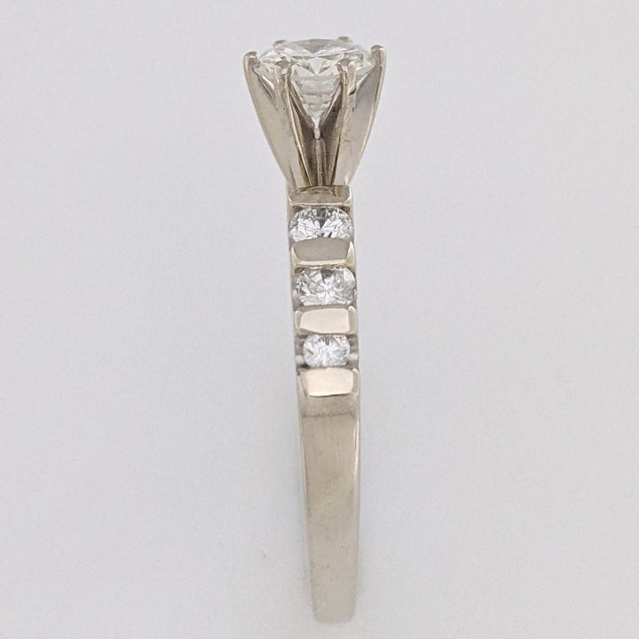 14K WHITE .75 CARAT TOTAL WEIGHT VS2 I DIAMOND ROUND (2) PRONGS SET (6) BAR SET ESTATE RING 3.6 GRAMS