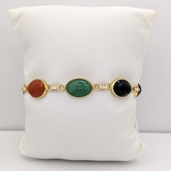 14K SCARAB OVAL (7) 8X13 ESTATE BRACELET 11.8 GRAMS