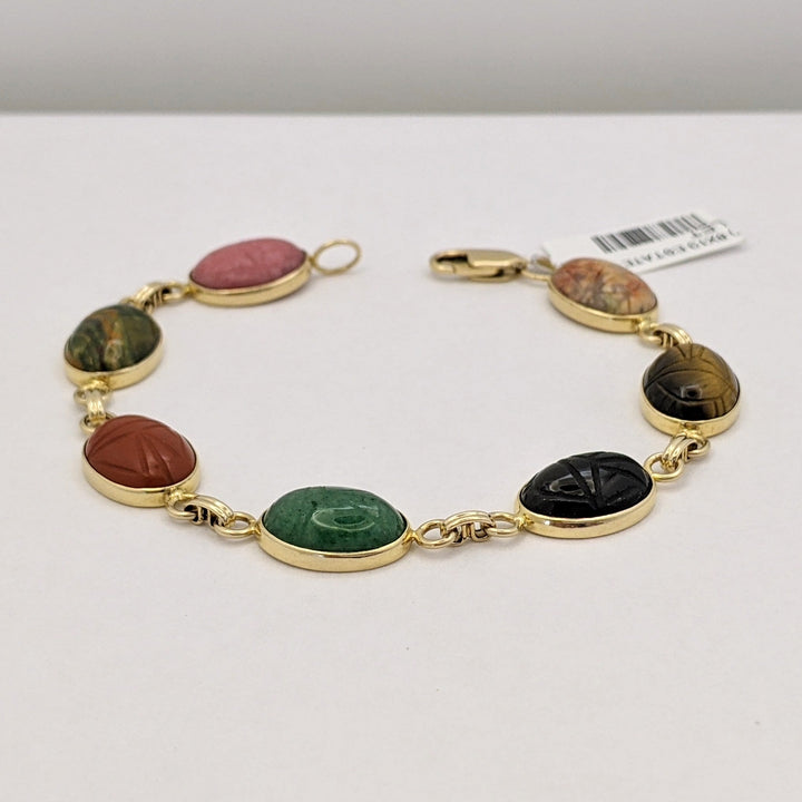 14K SCARAB OVAL (7) 8X13 ESTATE BRACELET 11.8 GRAMS