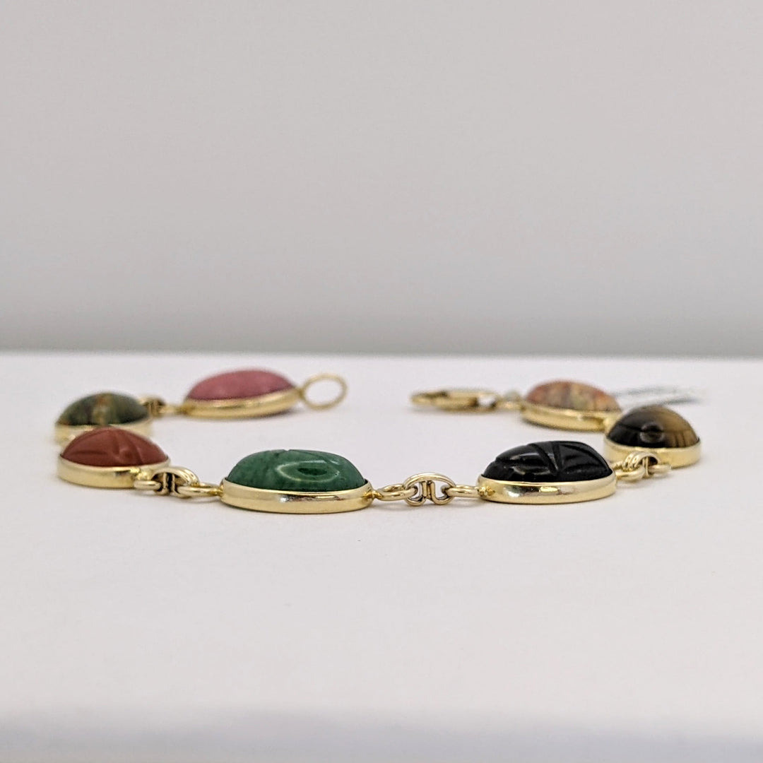 14K SCARAB OVAL (7) 8X13 ESTATE BRACELET 11.8 GRAMS