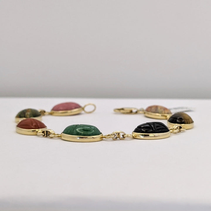 14K SCARAB OVAL (7) 8X13 ESTATE BRACELET 11.8 GRAMS