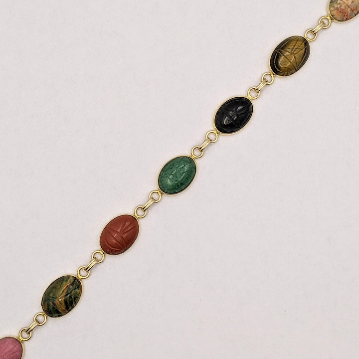 14K SCARAB OVAL (7) 8X13 ESTATE BRACELET 11.8 GRAMS