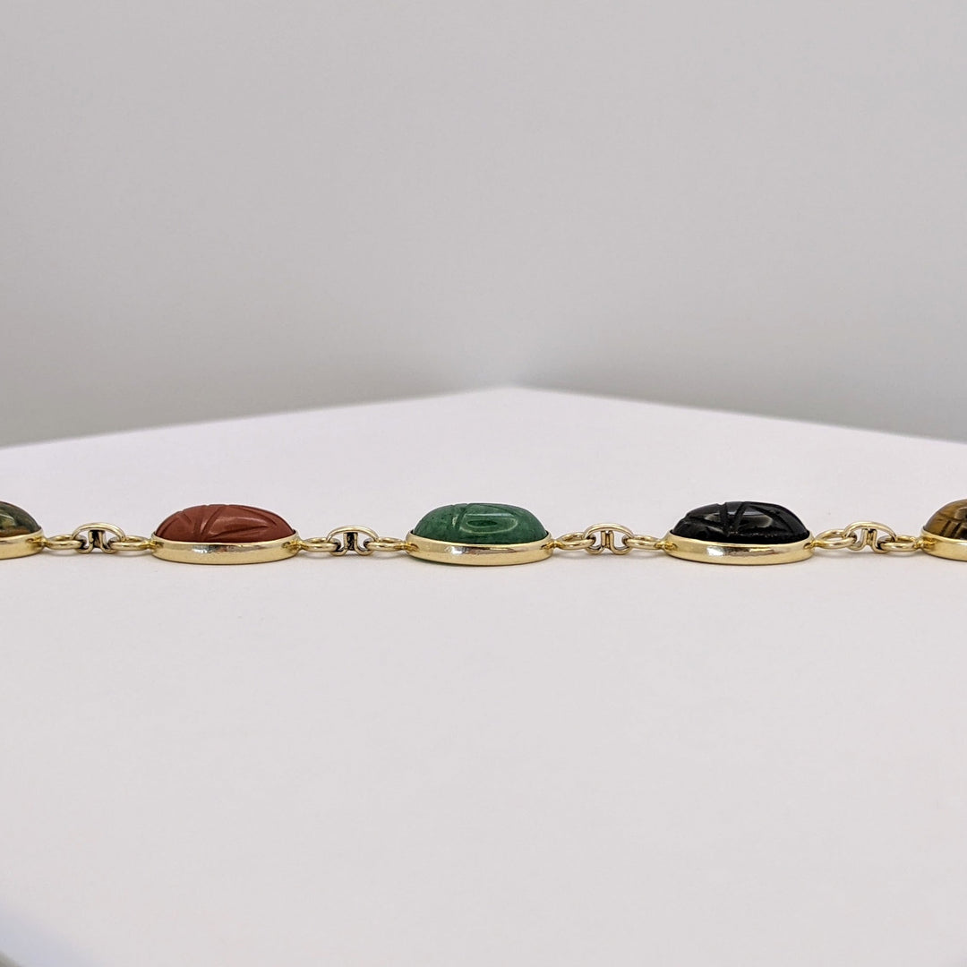 14K SCARAB OVAL (7) 8X13 ESTATE BRACELET 11.8 GRAMS