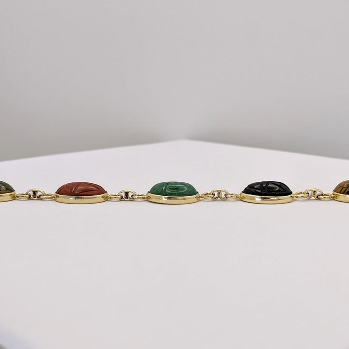 14K SCARAB OVAL (7) 8X13 ESTATE BRACELET 11.8 GRAMS