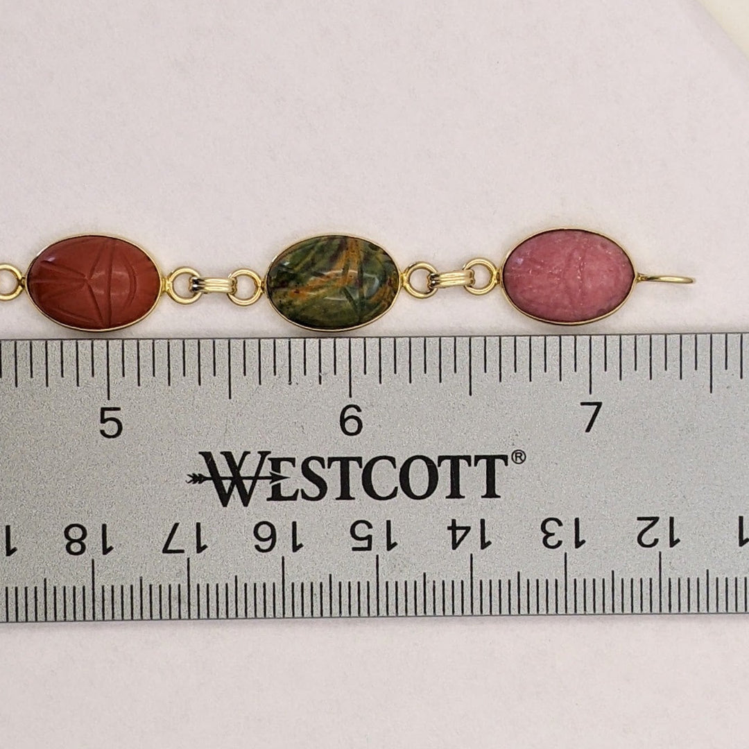 14K SCARAB OVAL (7) 8X13 ESTATE BRACELET 11.8 GRAMS