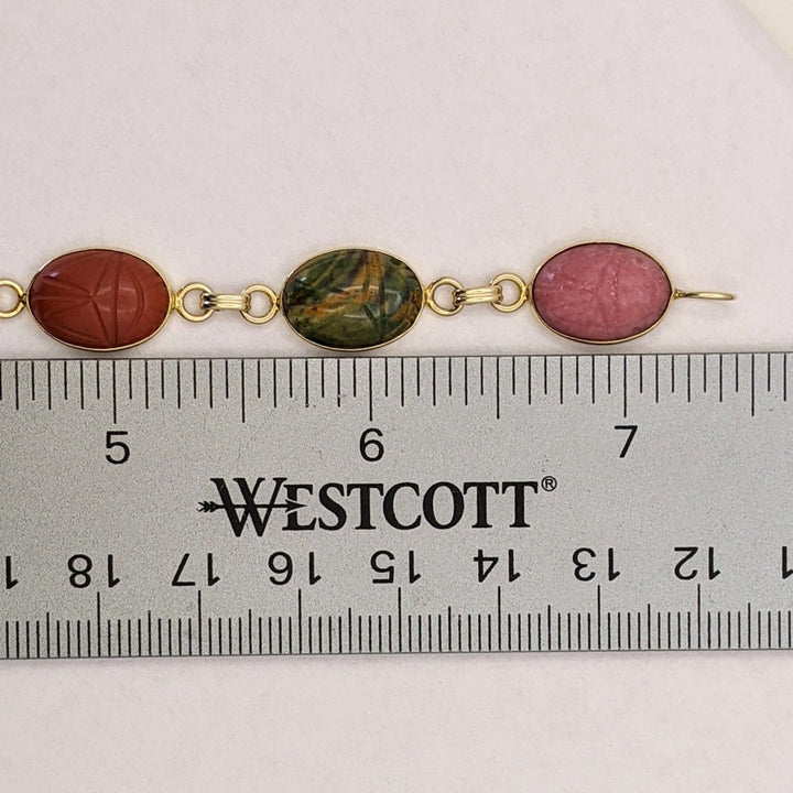 14K SCARAB OVAL (7) 8X13 ESTATE BRACELET 11.8 GRAMS