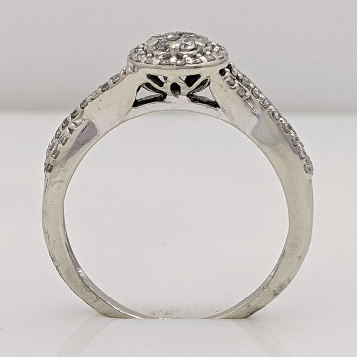 10K WHITE .37 CARAT TOTAL WEIGHT I1 H DIAMOND ROUND (53) ESTATE CLUSTER RING 2.8 GRAMS