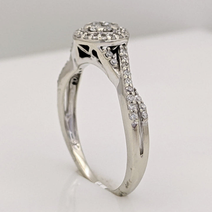 10K WHITE .37 CARAT TOTAL WEIGHT I1 H DIAMOND ROUND (53) ESTATE CLUSTER RING 2.8 GRAMS