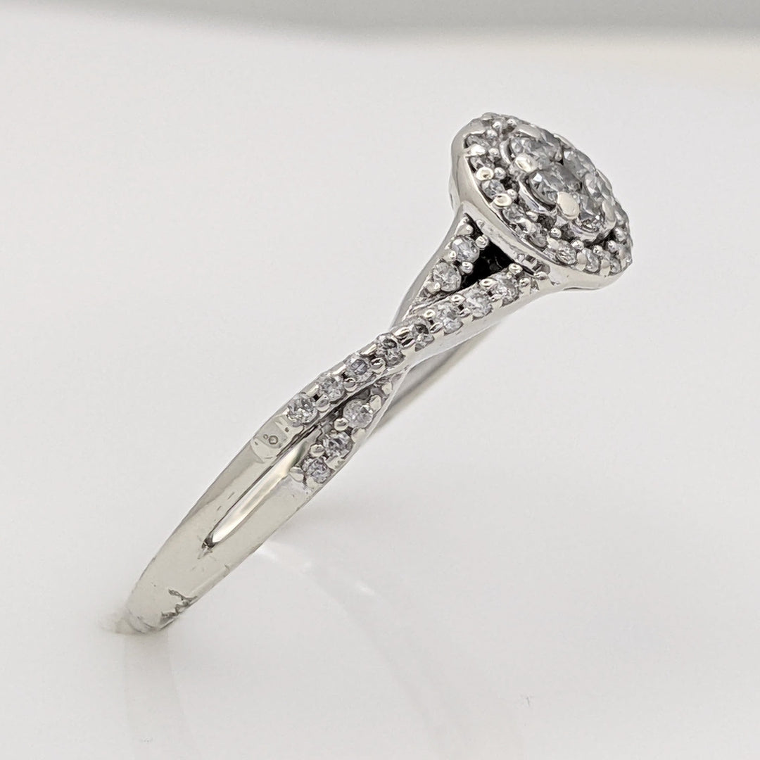 10K WHITE .37 CARAT TOTAL WEIGHT I1 H DIAMOND ROUND (53) ESTATE CLUSTER RING 2.8 GRAMS