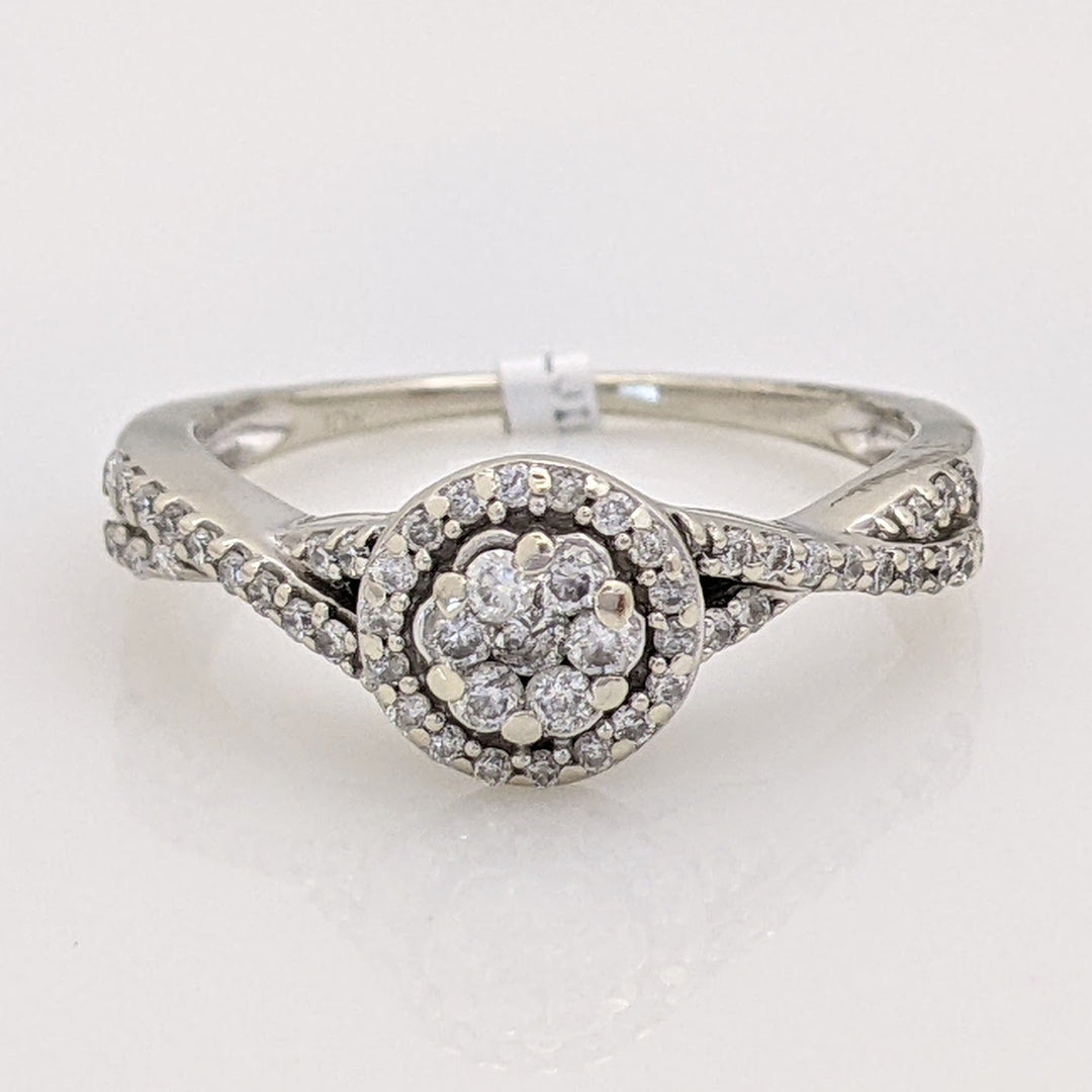 10K WHITE .37 CARAT TOTAL WEIGHT I1 H DIAMOND ROUND (53) ESTATE CLUSTER RING 2.8 GRAMS